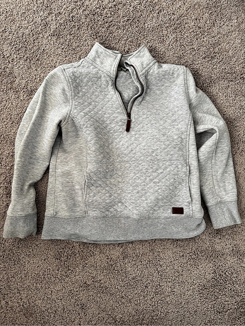 L.L.Bean Women's Quilted Quarter-Zip Pullover Gray Medium Petite (PET)